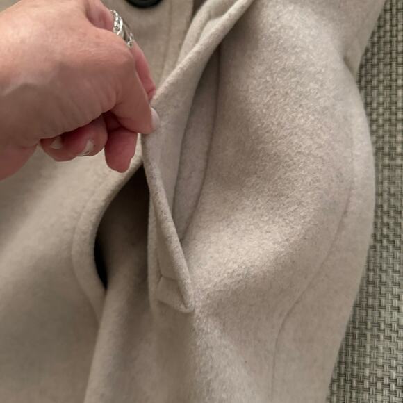 REISS Vale Color Block Wool Blend Cream Taupe Longline Coat 4 Light Academia - Picture 7 of 11